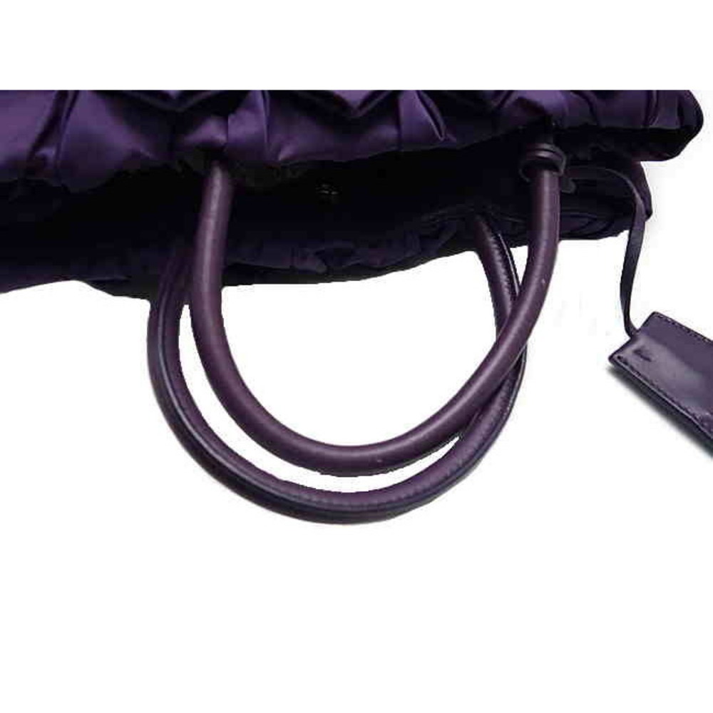 Prada Purple Leather Handbag Nylon Gathers